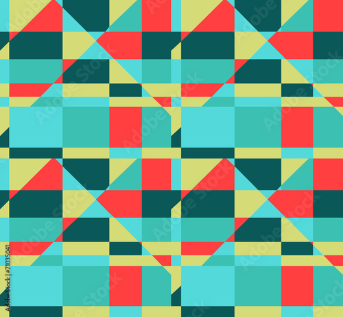 seamless geometric red yellow blue color  pattern background