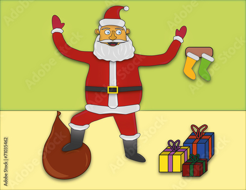 Santa Claus with bag and presents 2015