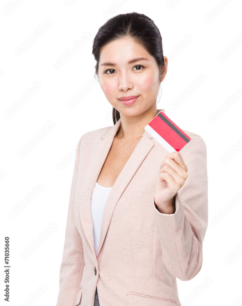 Businesswoman hold with credit card Businesswoman hold with credit card
