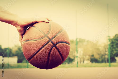Dribbling with basketball ball. Vintage style © Photocreo Bednarek