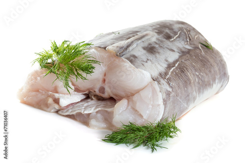 Canvas Print Eel fillet with spices. Isolate on white background
