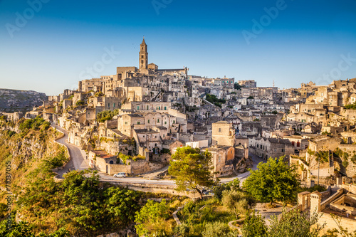 Ancient town of Matera at sunrise, Basilicata, Italy photo