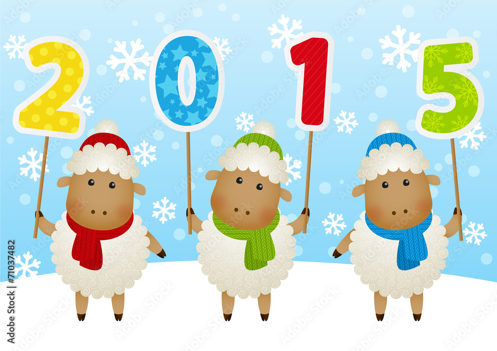 Funny sheep with 2015 number Funny sheep with 2015 number