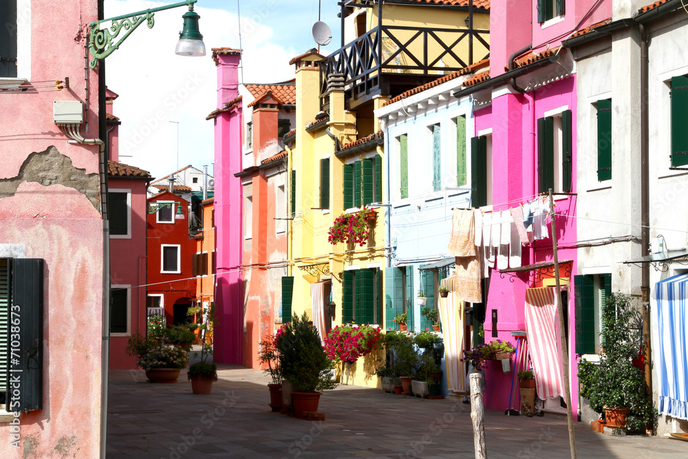 beautiful colorful houses on the island of BURANO near Venice