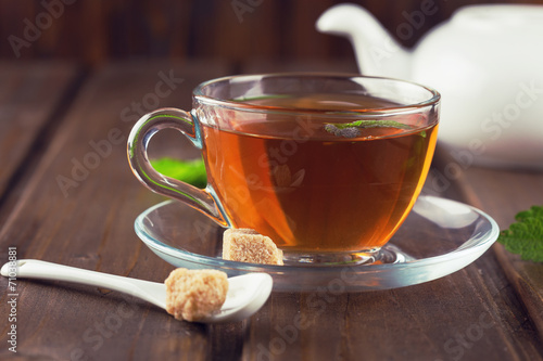 Cup of fresh herbal tea