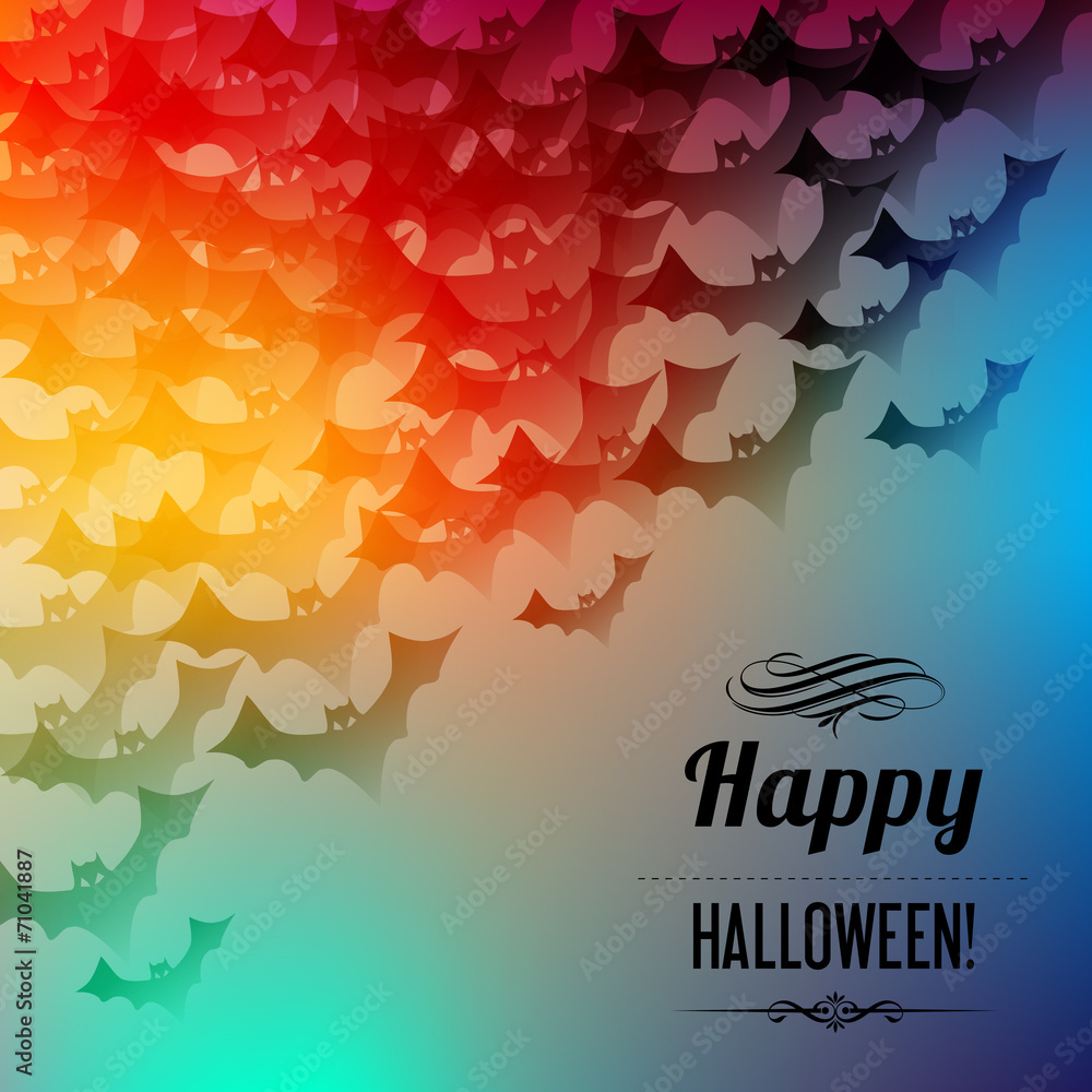 Halloween Schatten Fledermäuse Postkarte Regenbogen