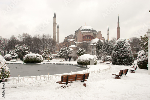 Hagia Sophia Museum at Snowy Winter photo