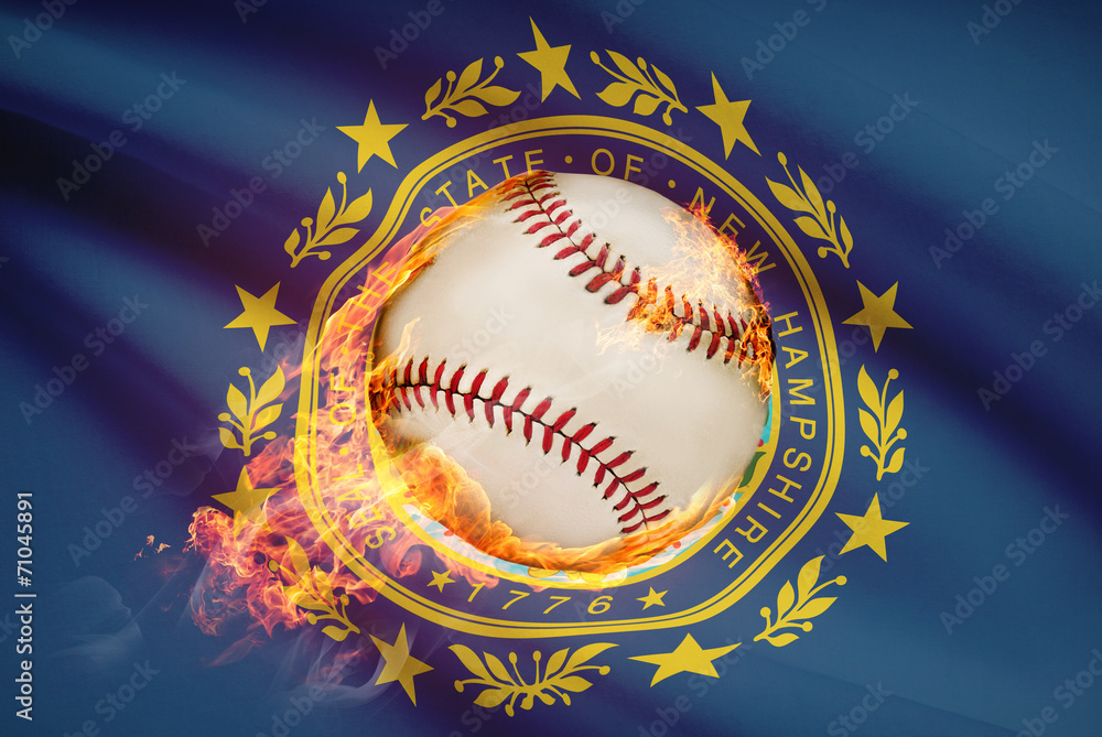 Baseball ball with flag on background series - New Hampshire Baseball ball with flag on background series - New Hampshire