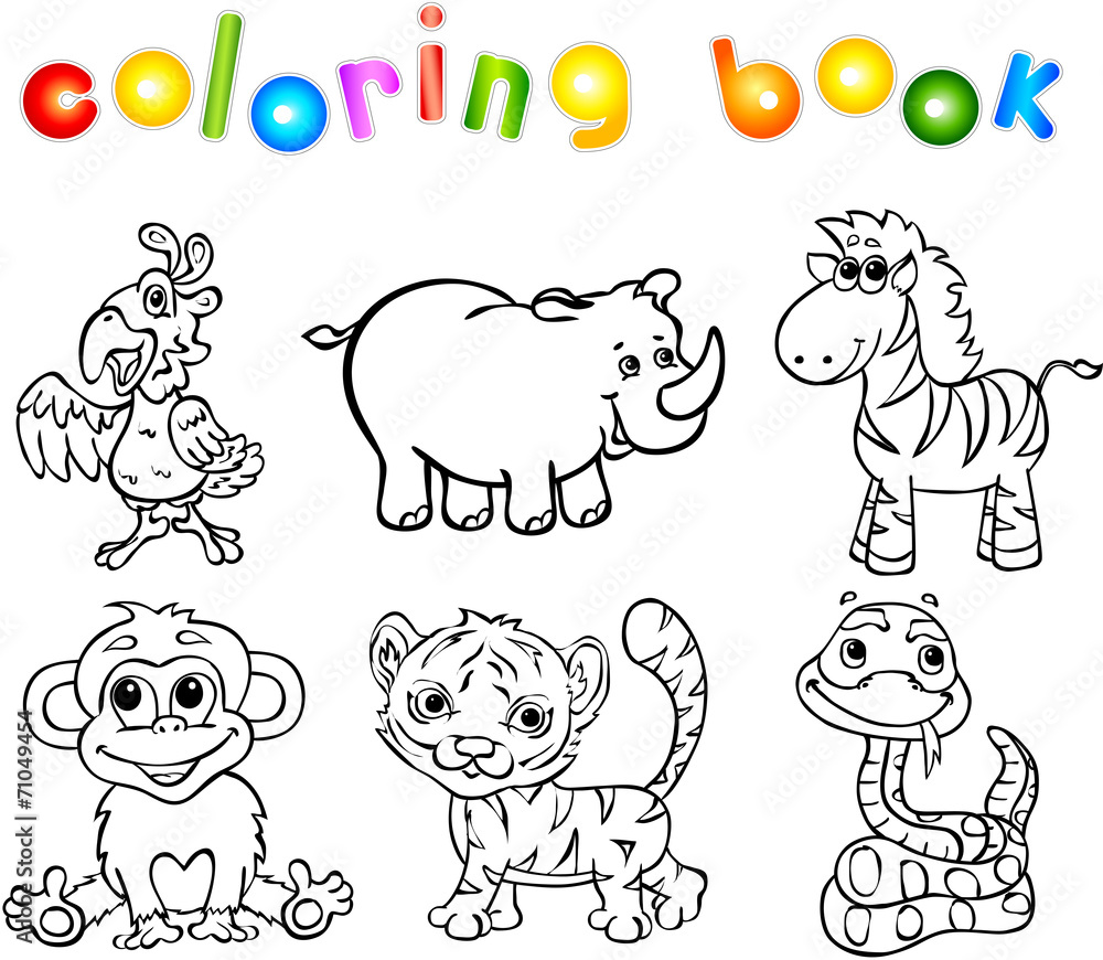 Fototapeta premium animals wild set second coloring book