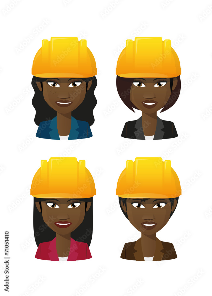 Female workers with a helmet Female workers with a helmet