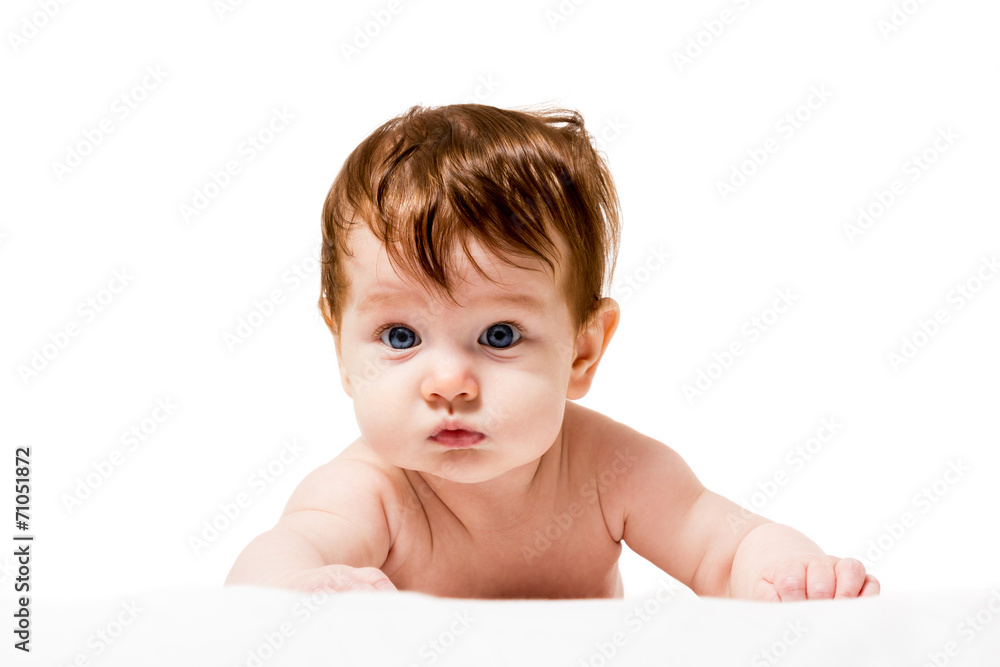 Cute baby on its belly