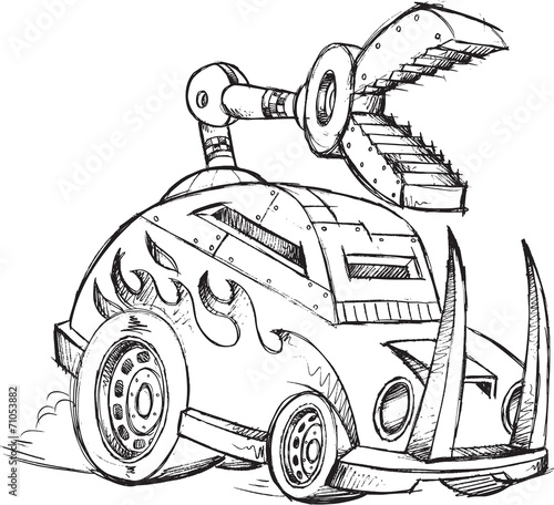 Armored Car Vehicle Sketch Vector Illustration Art