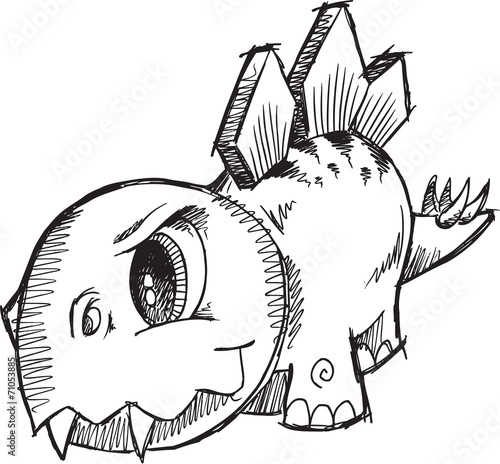 Stegosaurus Dinosaur Sketch Vector Illustration Art
