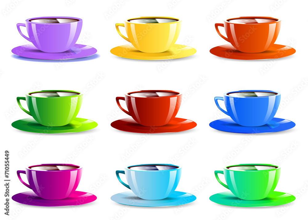 Different color paper cups icons Different color paper cups icons