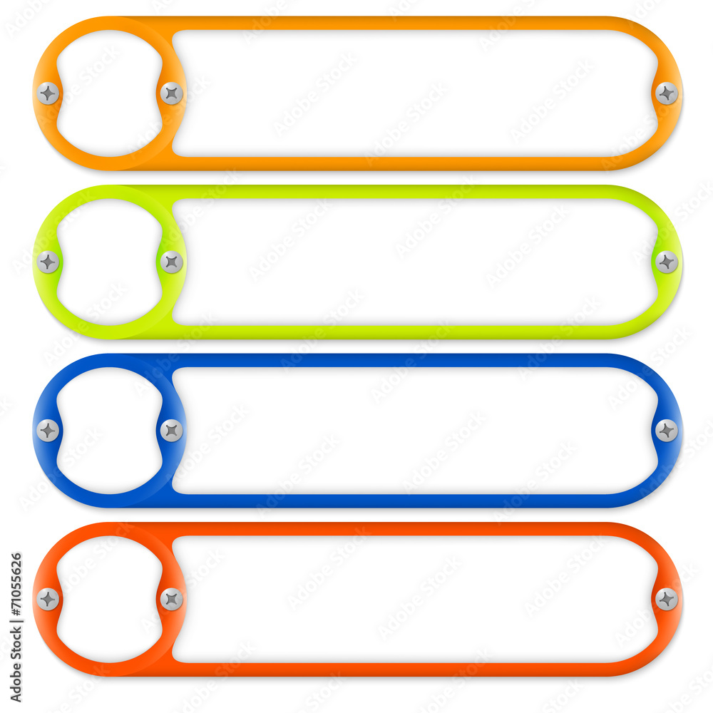 four frames for entering text with screws