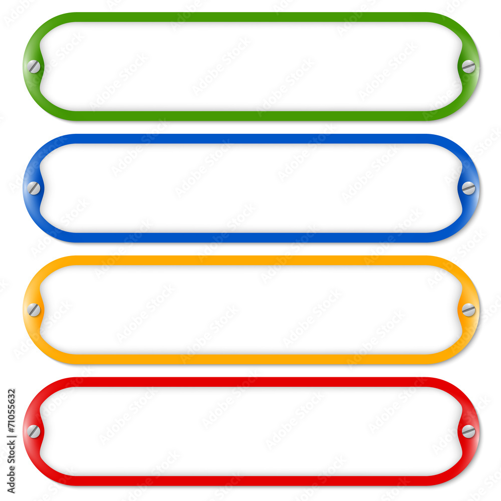 four frames for entering text with screws four frames for entering text with screws