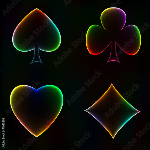 Neon card suits
