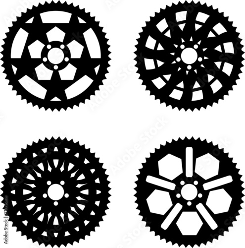 Vector pack of bike chainrings and rear sprocket