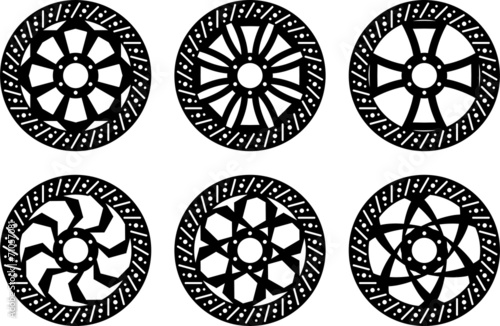 Vector bike brake disc silhouettes