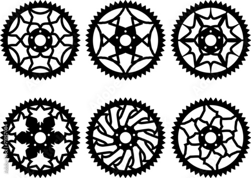 Vector pack of bike chainrings and rear sprocket