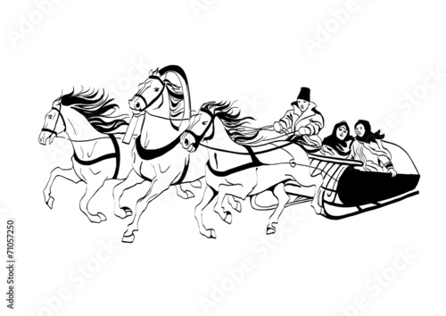 Кони, русская тройка, Horses, Russian troika
