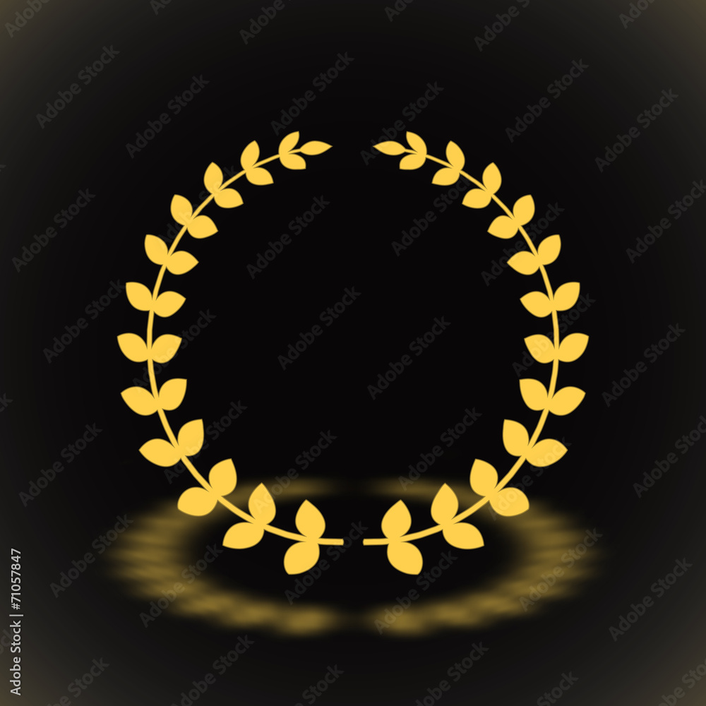 Obraz premium Gold award laurel wreath on black background.