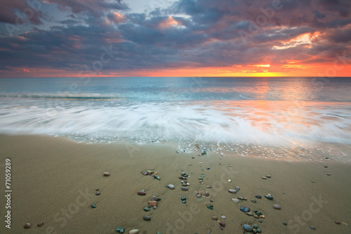 Sunset in Makry Gialos Bay in Crete, Greece. photo