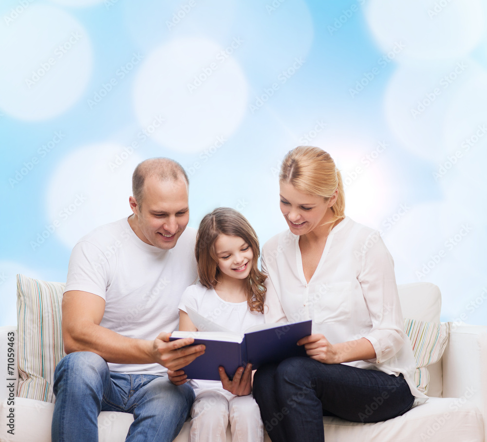 happy family with book at home happy family with book at home