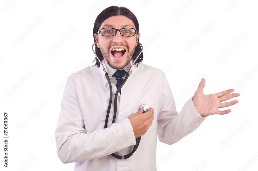 Young male doctor isolated on white Young male doctor isolated on white