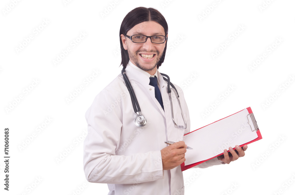 Young male doctor isolated on white Young male doctor isolated on white