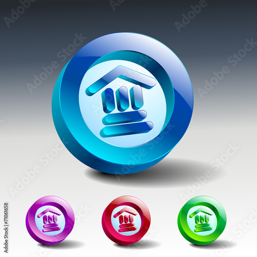 bank icon glass vector institution banking