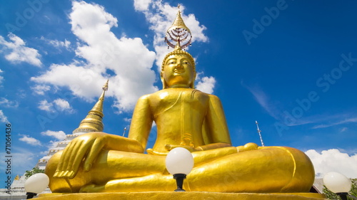 Time Lapse Gold Buddha In Wat Chiang Yeun Temple Of Thailand photo