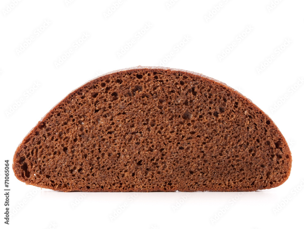 Slice of fresh rye bread isolated on white background cutout Slice of fresh rye bread isolated on white background cutout
