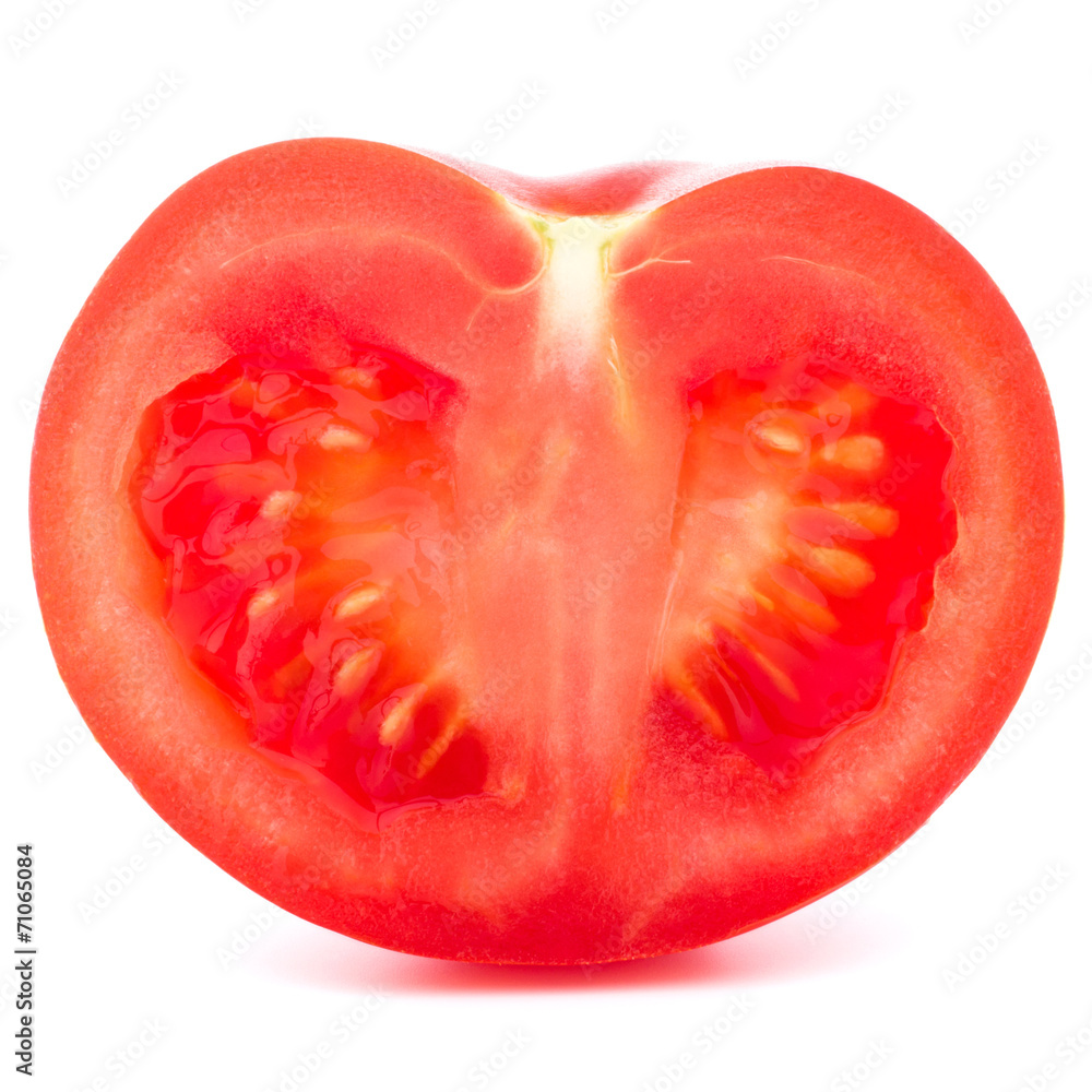 Tomato vegetable half isolated on white background cutout Tomato vegetable half isolated on white background cutout