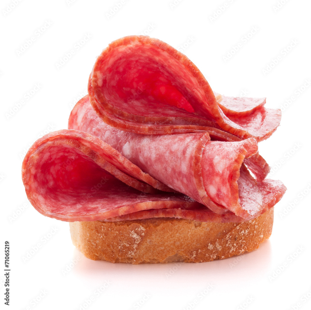 sandwich with salami sausage on white background cutout sandwich with salami sausage on white background cutout