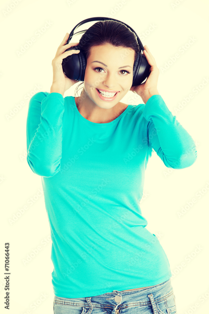 Beautiful woman with headphones Beautiful woman with headphones
