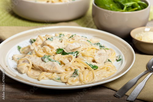 Pasta with Spinach, Chicken and Cream sauce