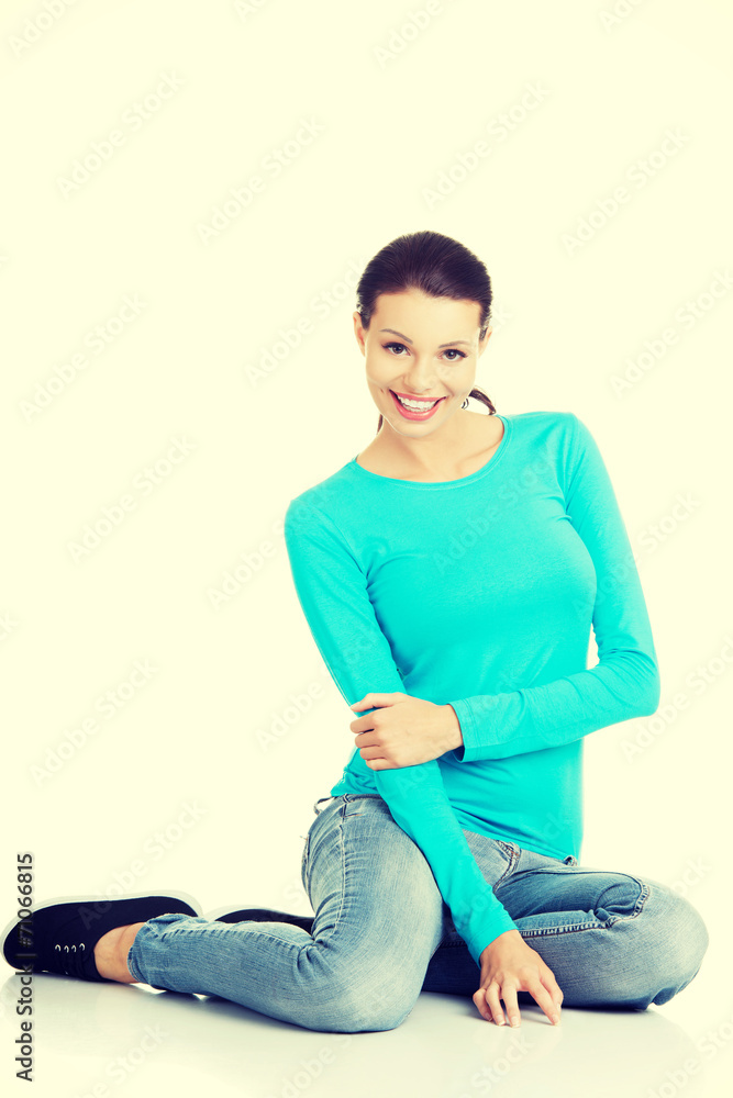 Young beautiful woman in casual clothes Young beautiful woman in casual clothes