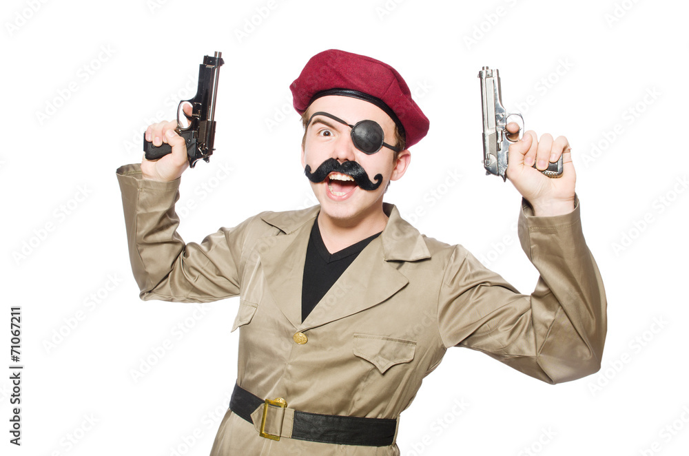 Funny soldier in military concept Funny soldier in military concept