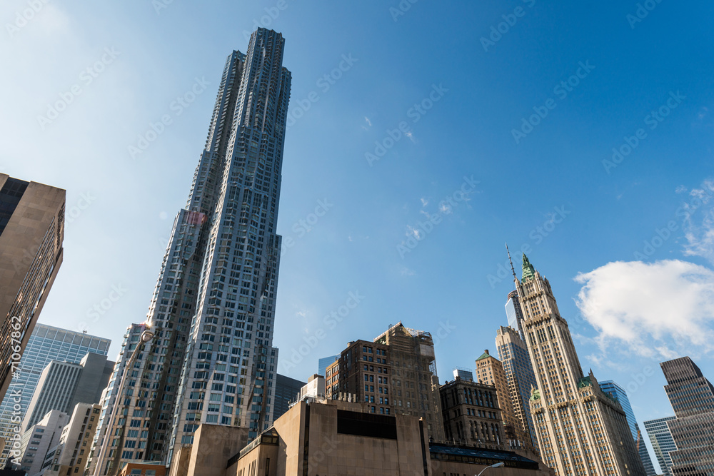 New York skyscrapers on bright day