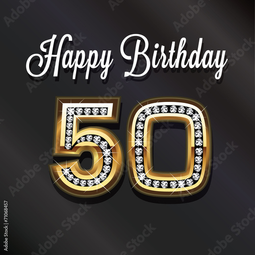 50th Happy birthday anniversary greeting card.