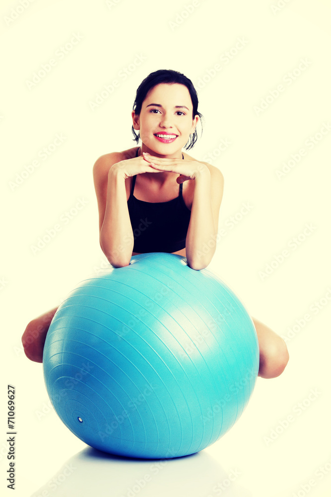 Beautiful young woman with pilates exercise ball. Beautiful young woman with pilates exercise ball.