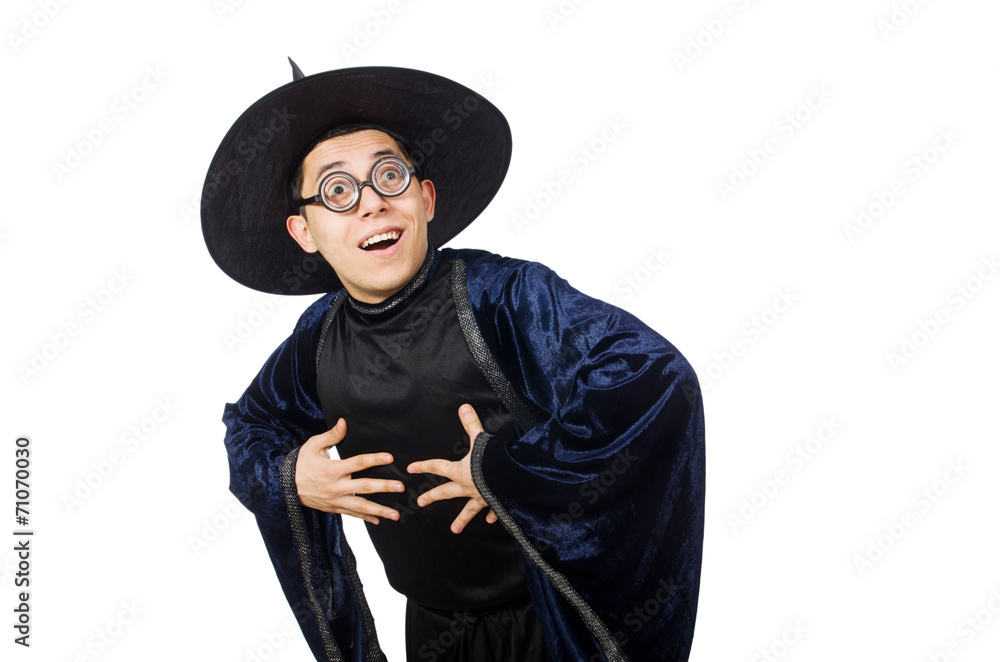 Funny wise wizard isolated on the white Funny wise wizard isolated on the white