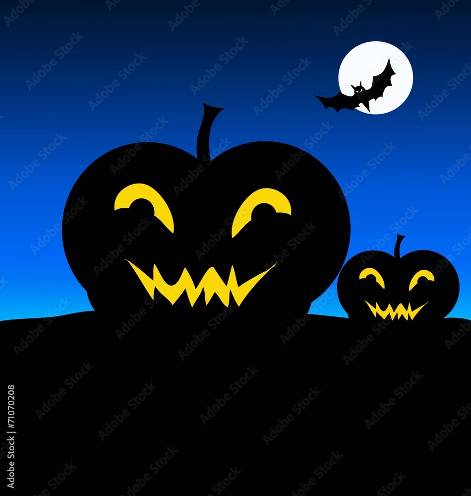 Naklejka premium Halloween Night and Pumpkin-Vector