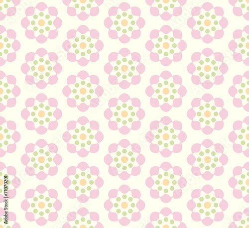 Pink Vintage Flower Pattern on Pastel Background