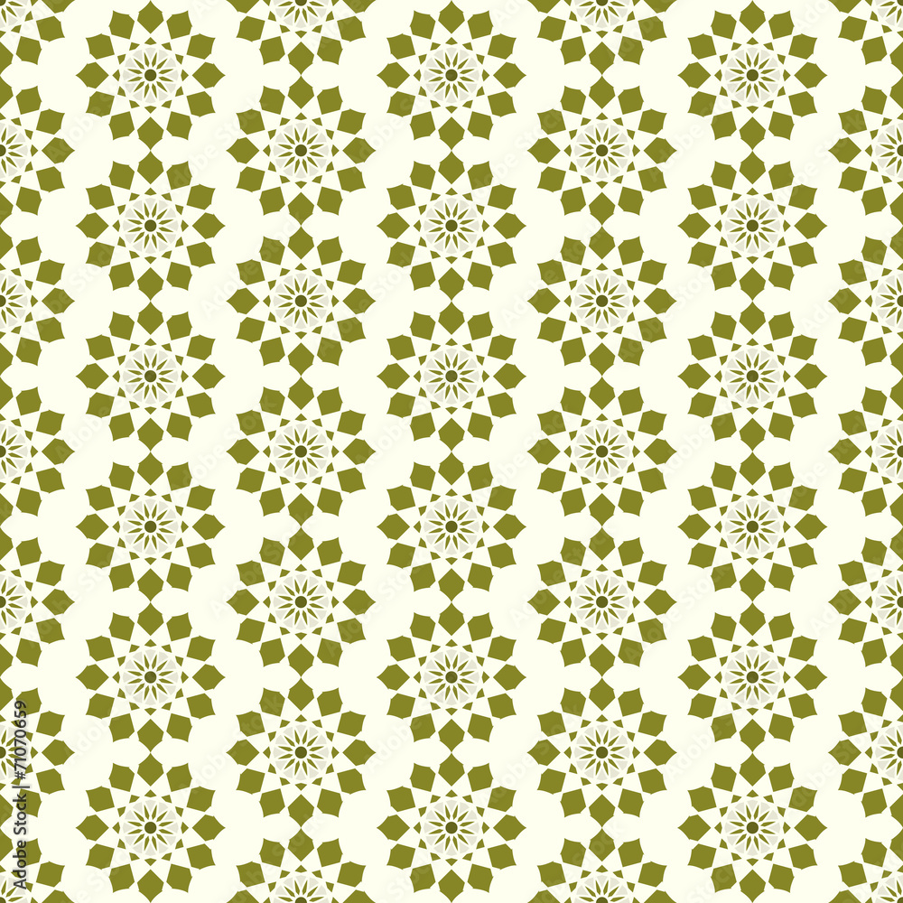 Dark Green Vintage Modern Flower Pattern on Pastel Color