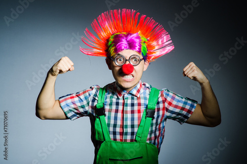 Funny clown against the grey background