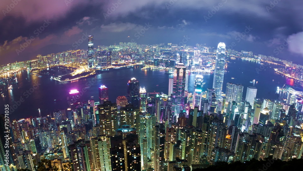 Timelapse video of Hong Kong at night, fisheye view Timelapse video of Hong Kong at night, fisheye view