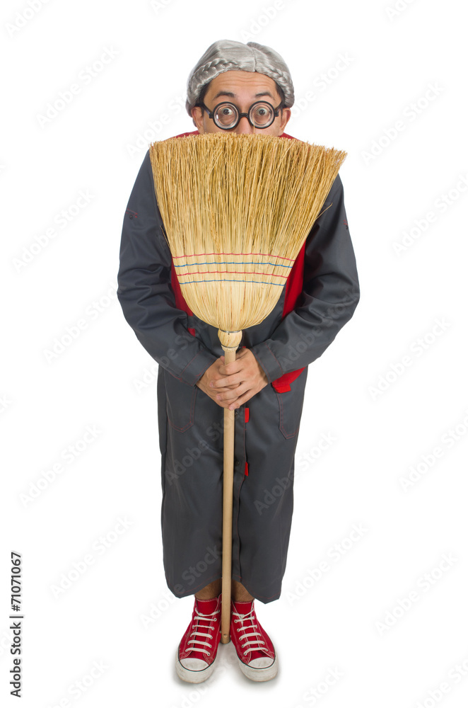 Obraz premium Funny janitor isolated on white