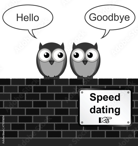 Monochrome comical speed dating sign